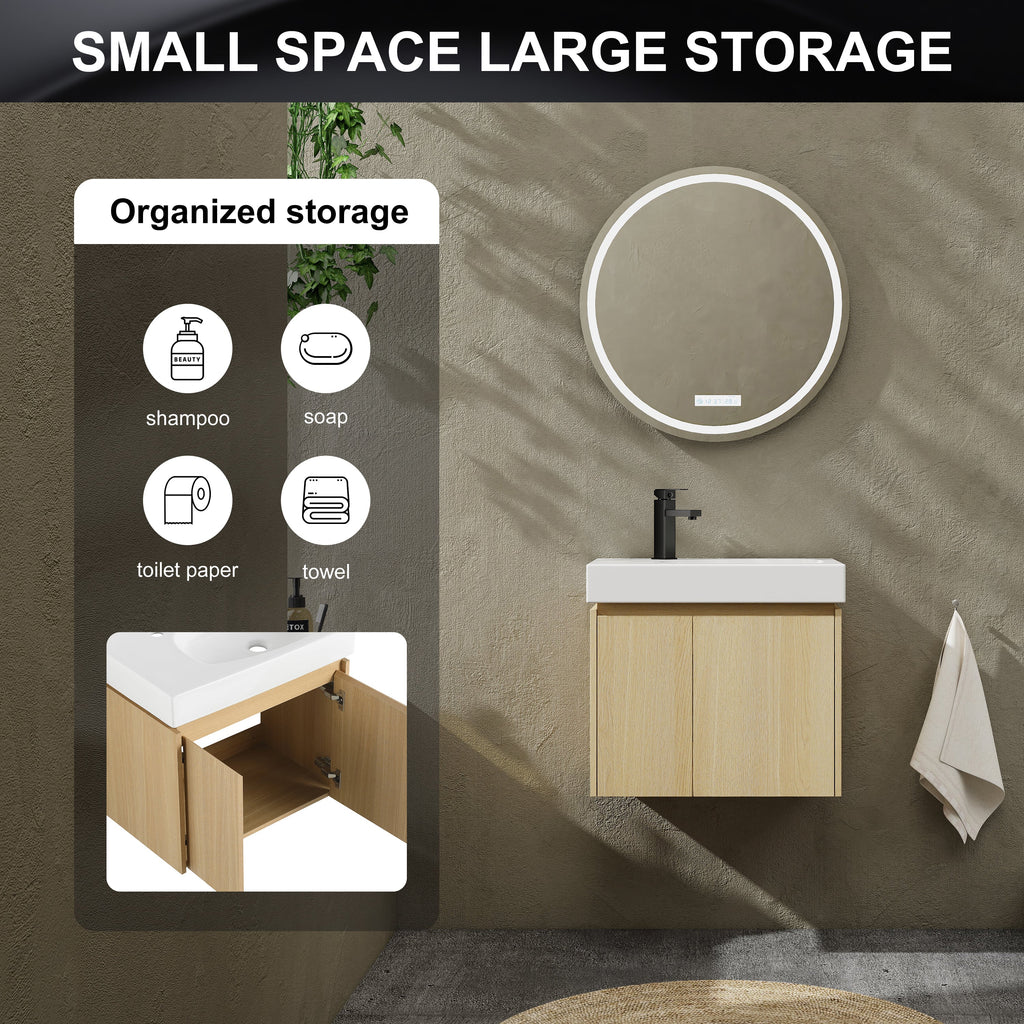 24 Inch Bathroom Vanity with Ceramic Basin