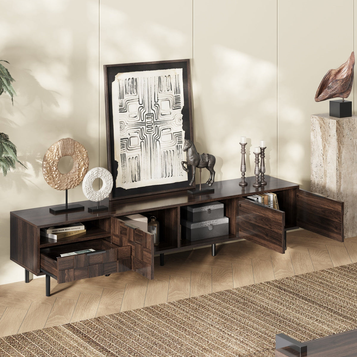 78" Mid Century Modern TV Stand for 65+ Inch TVs