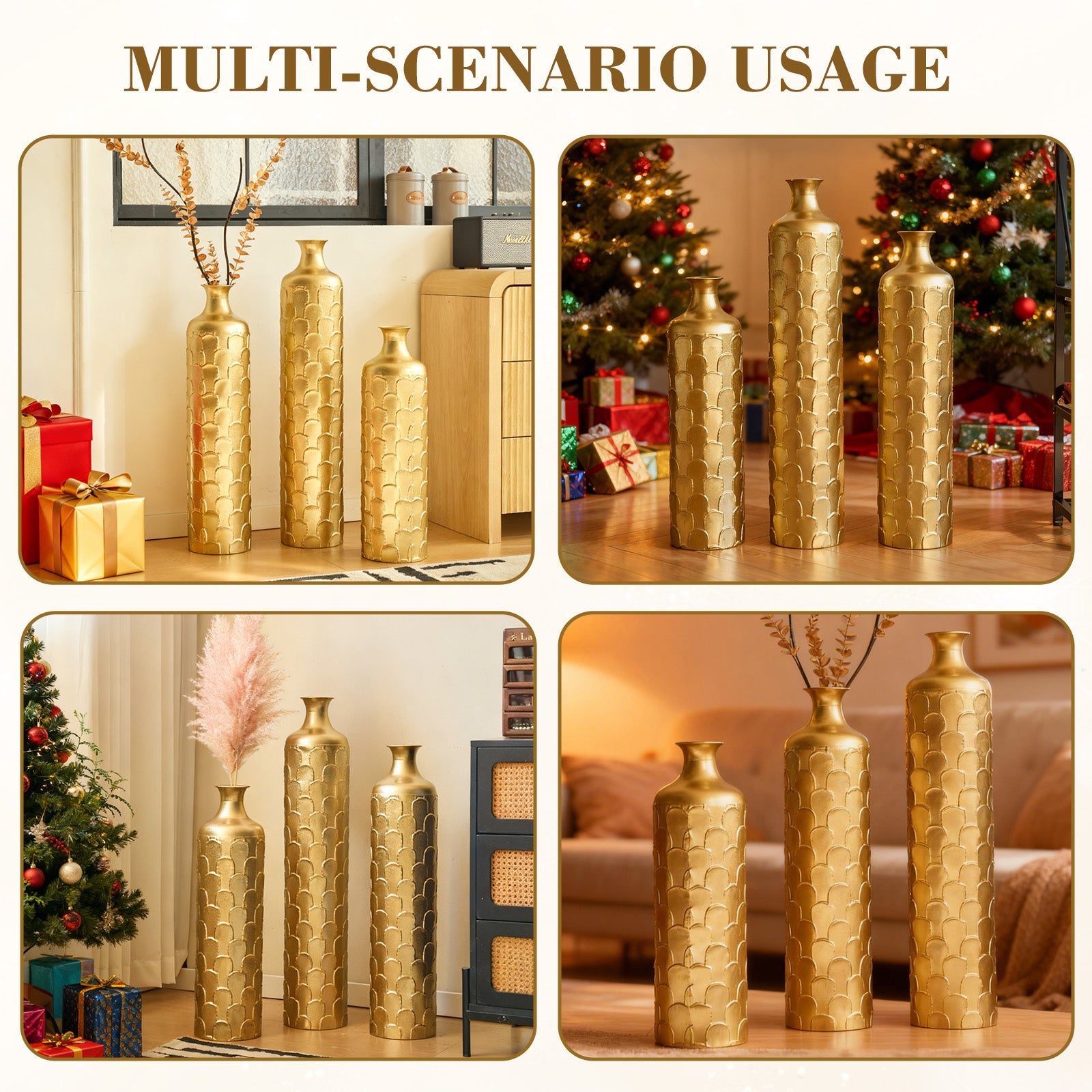 Floor Metal Vases Decorated