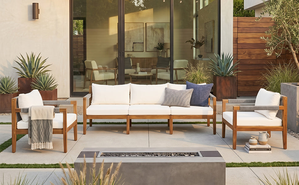3 Pieces Outdoor Sectional Sofa Set