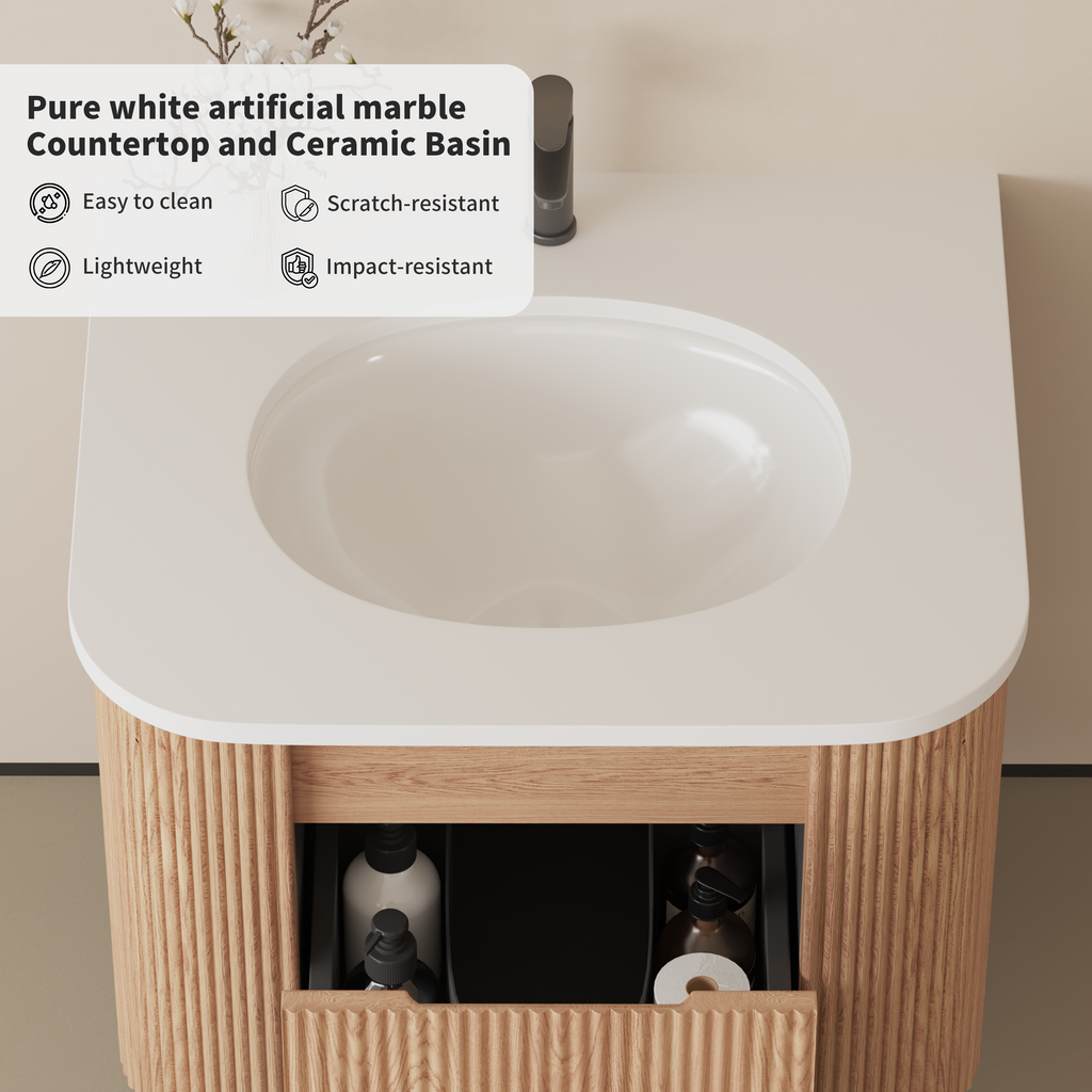 Arcora 24 Inch Wall Mounted Bathroom Vanity with Sink