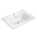 Glossy White Ceramic Integrated Sink