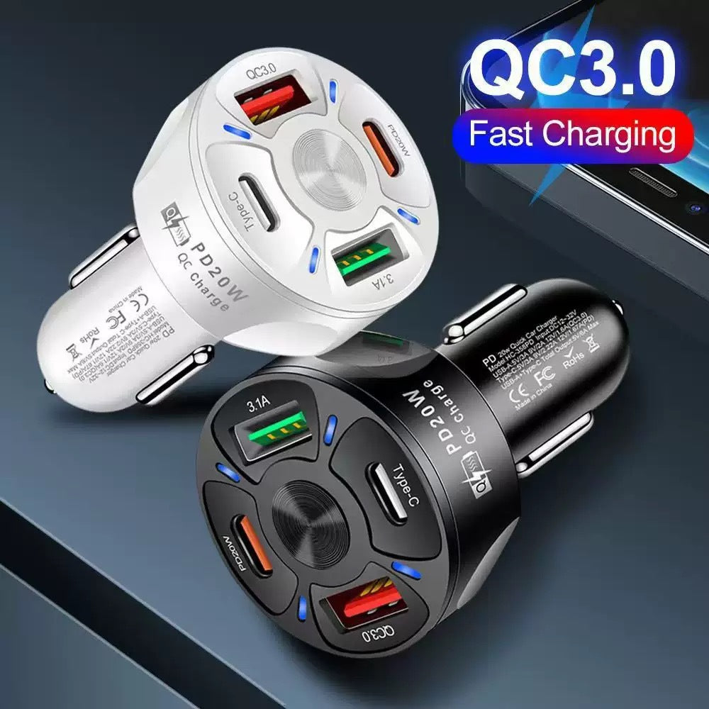 2-USB 2-PD Car Cigarette Lighter Plug Charger