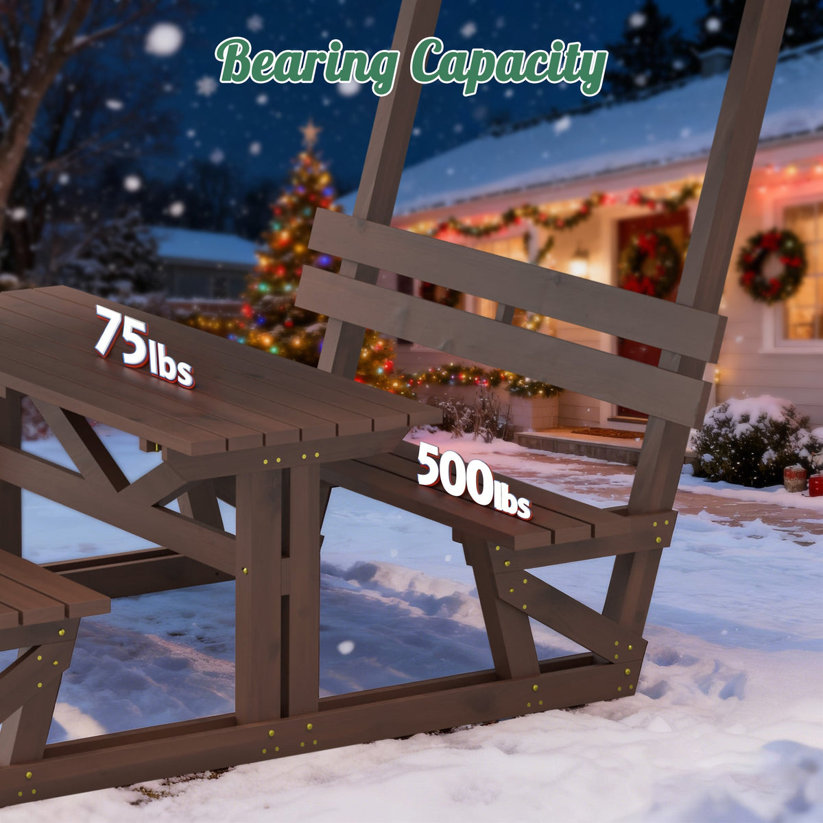 Outdoor Waterproof Solid Wood Picnic Table and Bench Set