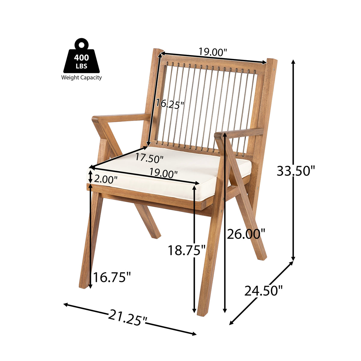 7 Piece Expandable Outdoor Dining Set with Acacia Wood Table and Rope Back Chairs