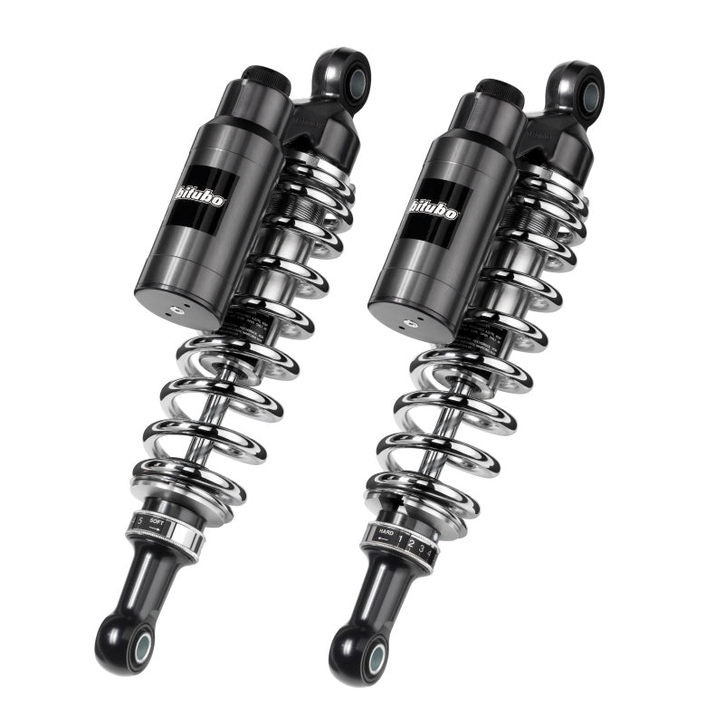 Bitubo Suspension Bitubo WMT0 Twinshocks Adj.: Spring Preload, Reb., Comp., Length 341mm, Piggyback Tank, Chr Edition HD030WMT03