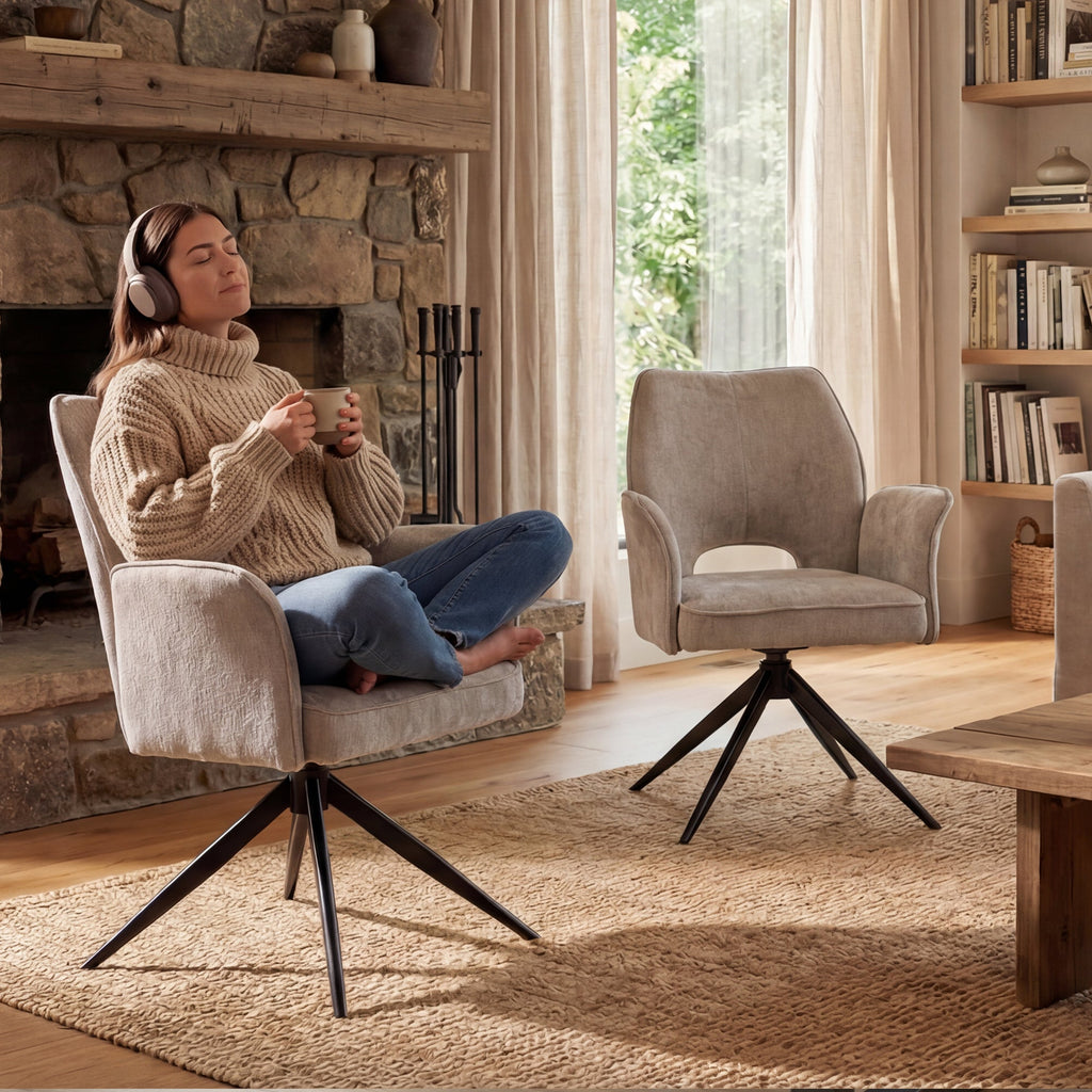 Modern Fabric Dining Chair Set of 2
