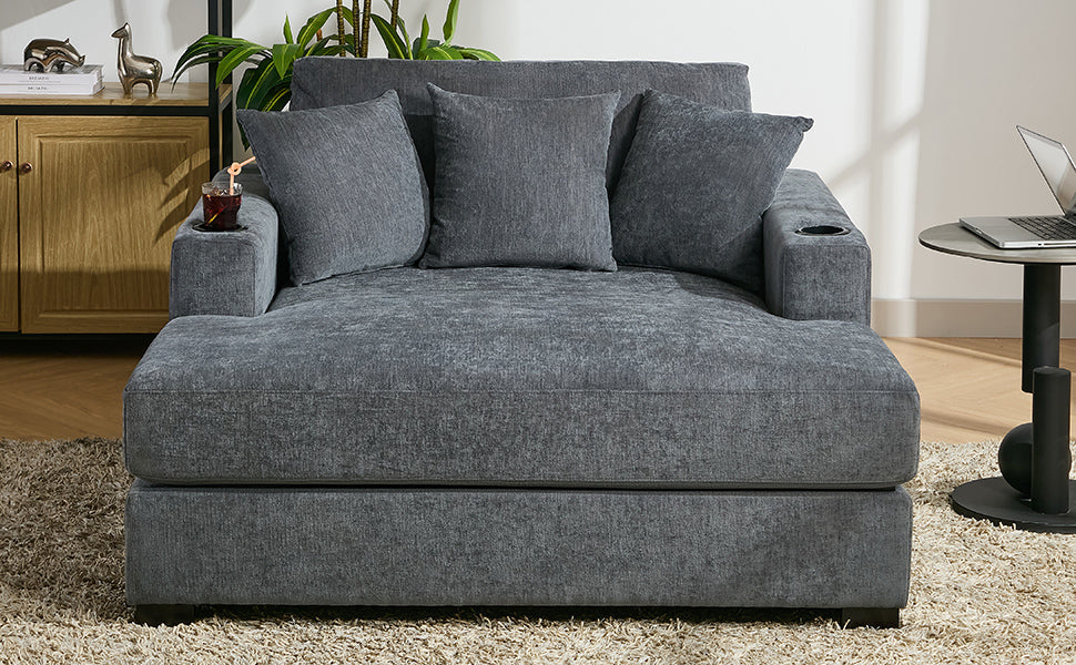 55" Oversized Chaise Lounger Modern Style Sofa Couch