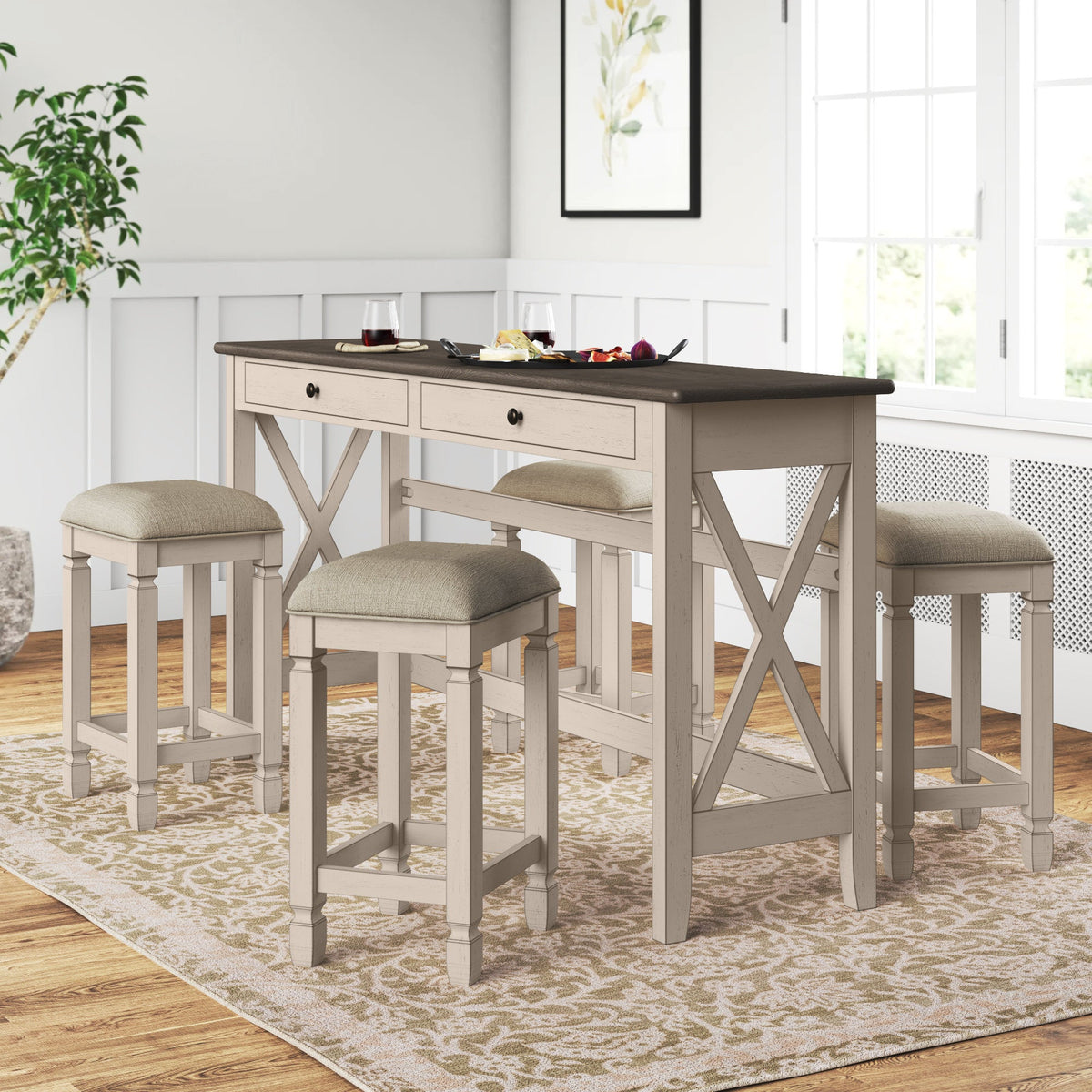 Console Table with 4 Stools