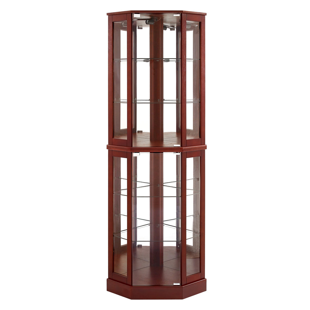 6 Shelf Corner Curio Display Cabinet with Lights and Mirrors