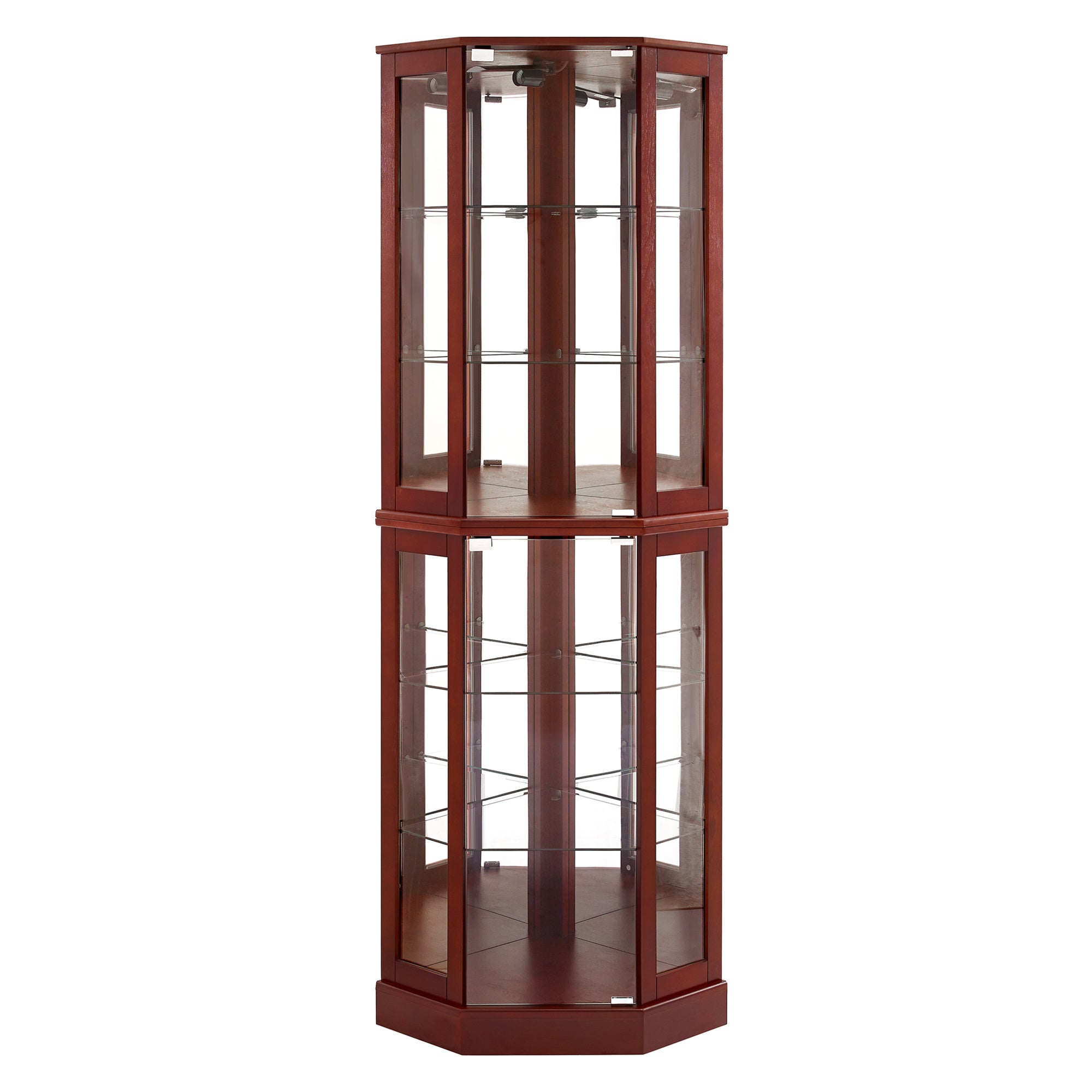 6 Shelf Corner Curio Display Cabinet with Lights and Mirrors