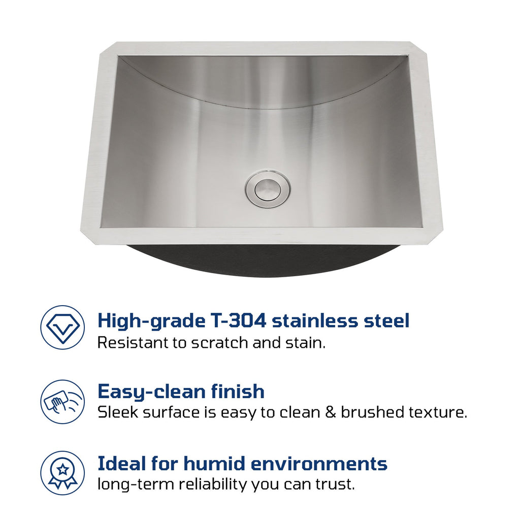 18"x13" Brushed Nickel Stainless Steel Undermount Bathroom Sink