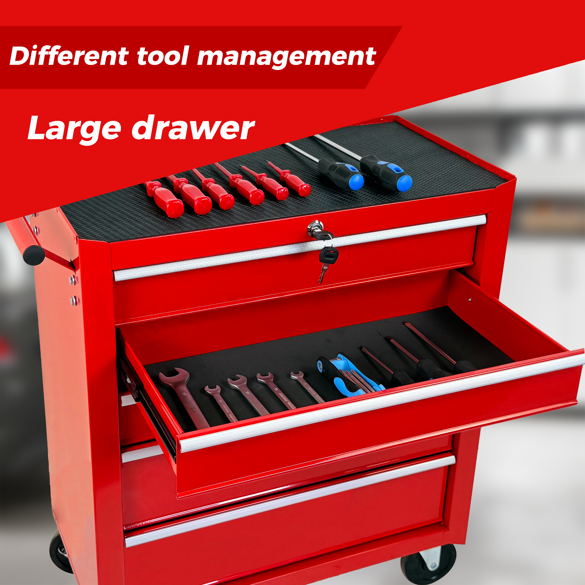 5-Drawer Rolling Tool Chest with Lock & Key