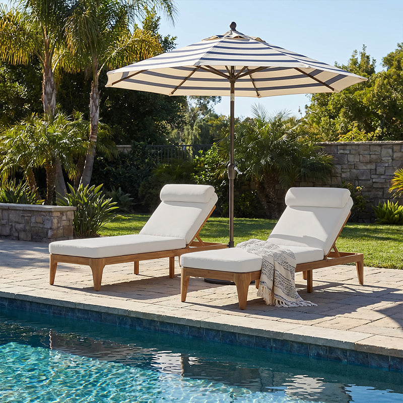 TOPMAX Acacia Wood Chaise Lounge, Outdoor Sun Lounge Chair Set of 2