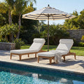 TOPMAX Acacia Wood Chaise Lounge, Outdoor Sun Lounge Chair Set of 2