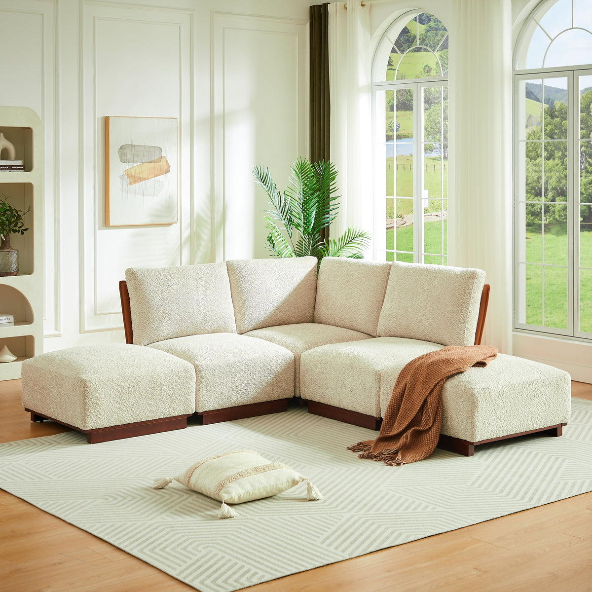 Velora 88.5 in. 5-Piece V Shaped Boucle Modular Sectional Sofa