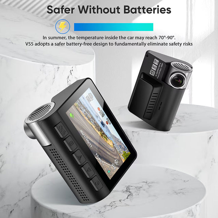 4K HD Dual Lens Dash Cam With Smartphone WiFi Connectivity And Built In GPS