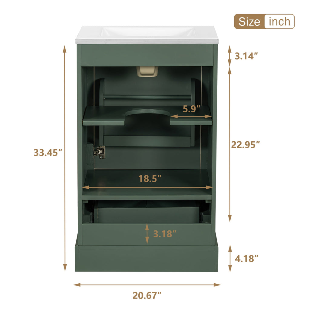20 Inch Bathroom Vanity with Ceramic Sink