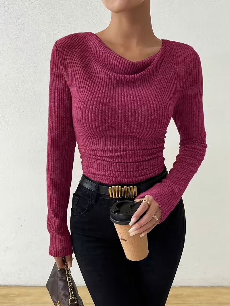 Cross Border European And American Women S Fashion 2026 Fall Winter Best Sellers Solid Color Sweaters Women's Long Sleeve Knit Tops  Casual Tops