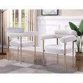 Set of 2 Boucle Fabric Kitchen Dining Chairs with Armrest