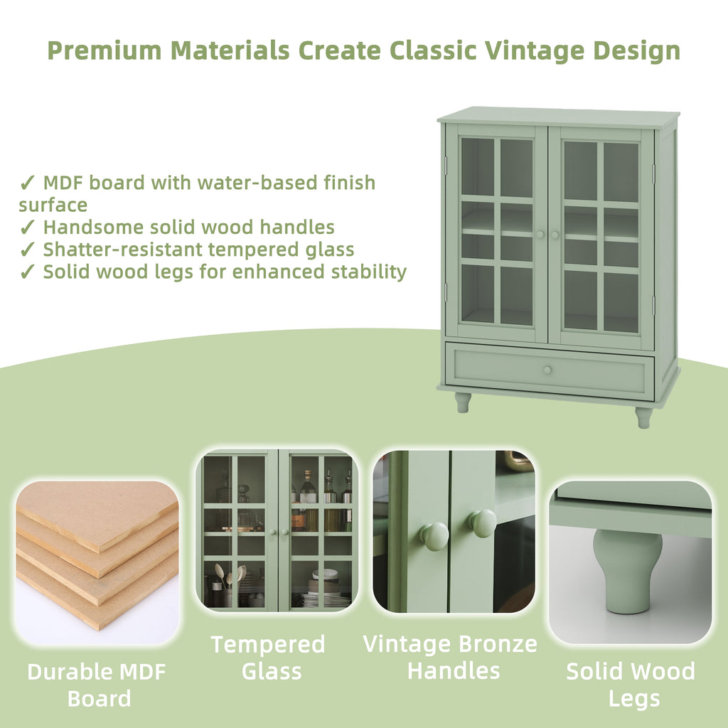 Minimalism Buffet Cabinet with Double Glass Doors
