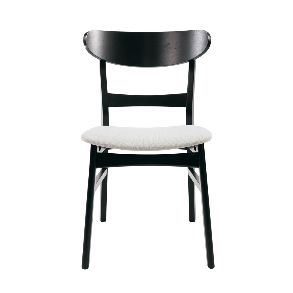 Set of 2 Dining Chairs - Upholstered Seat, Rubberwood Legs