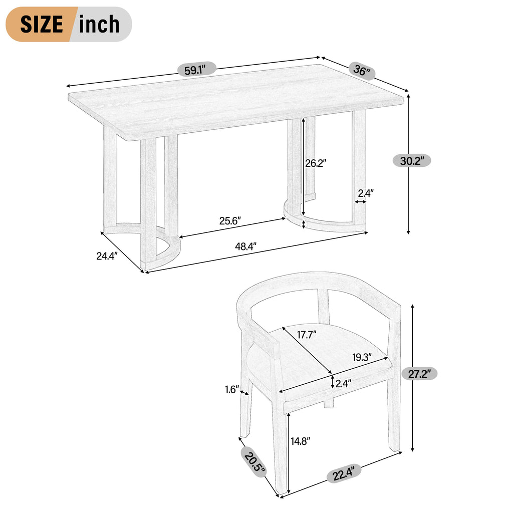 TREXM 7 Piece Dining Table Set for 6, Espresso