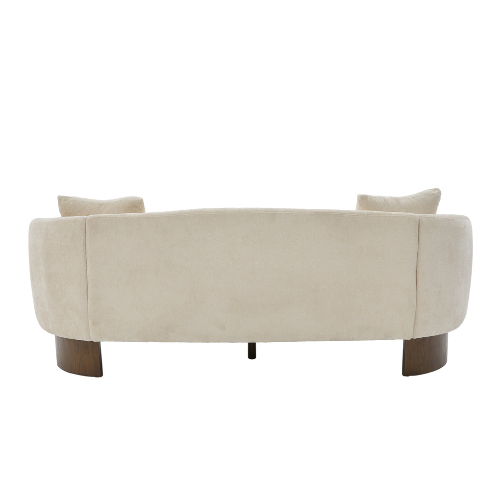 81 In. Curved Boucle Sofa with Wooden Base