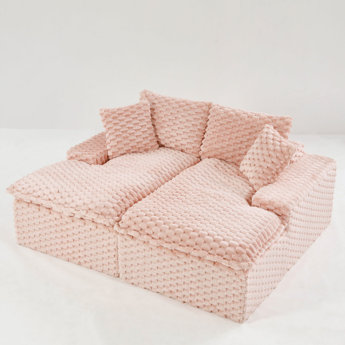 Pink Turtle Velvet Double Chaise Lounge