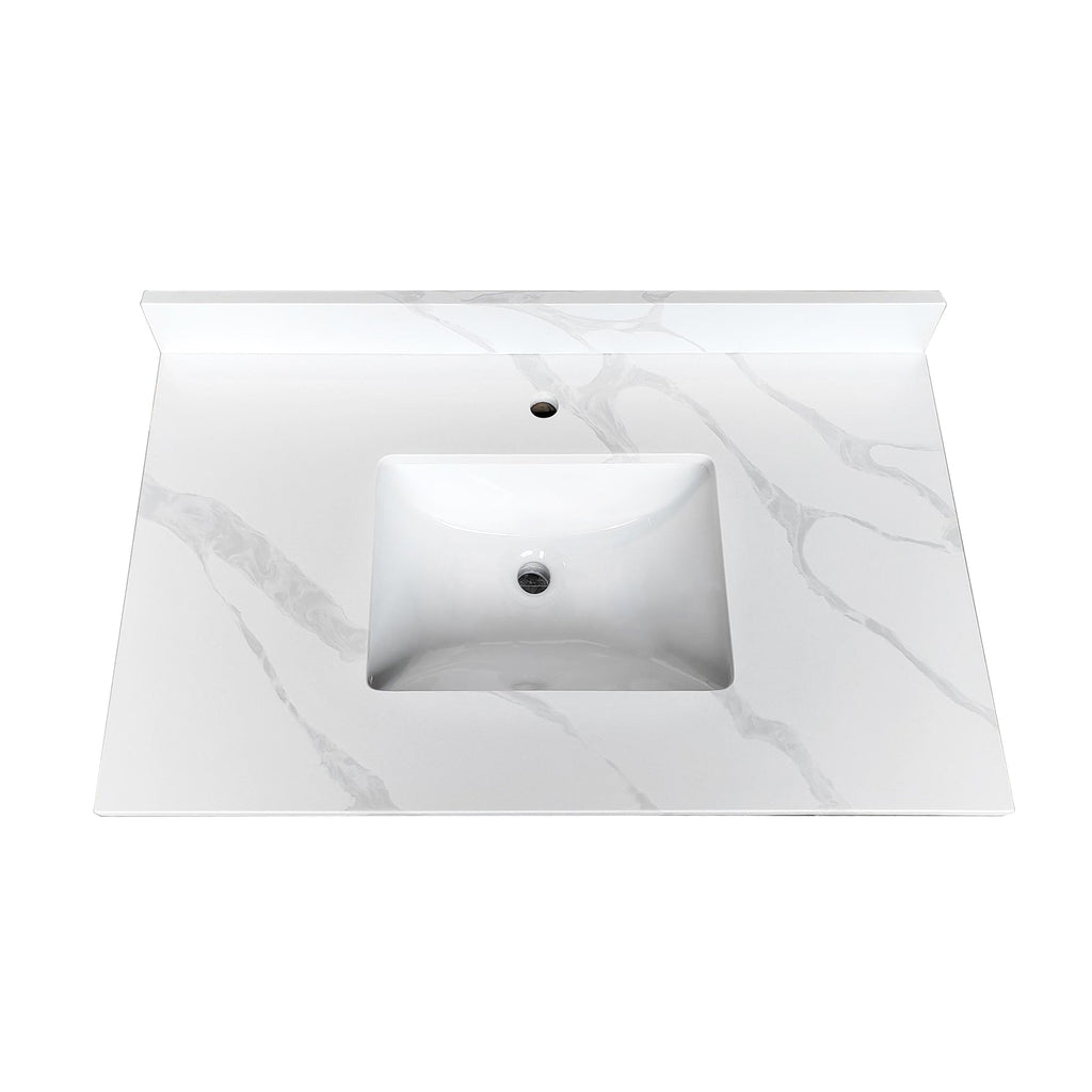 37-Inch Quartz Bathroom Vanity Top with Undermount Sink