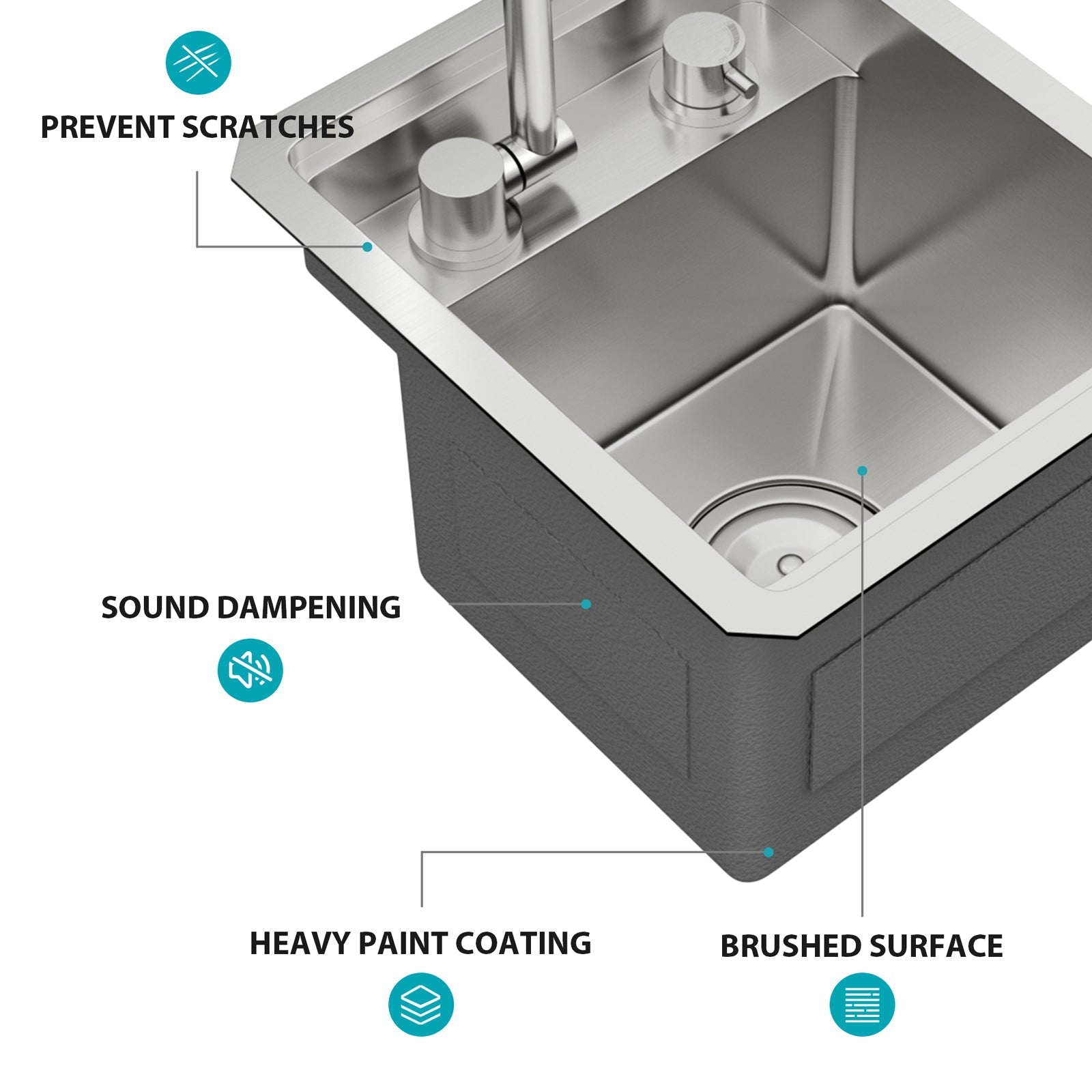 13" Undermount Workstation Bar Sink with Folding Faucet