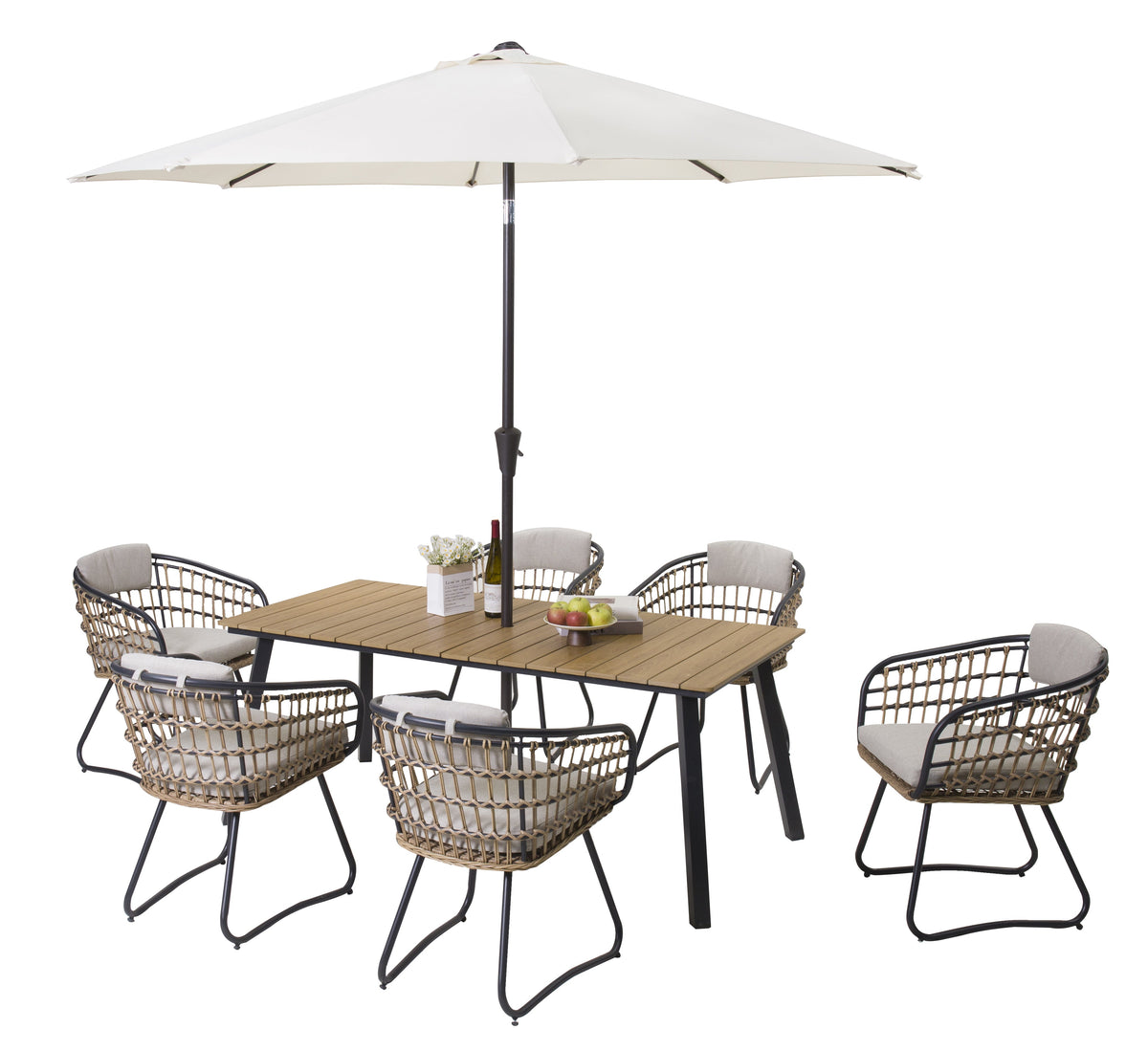 7-Piece Outdoor Wicker Dining Set