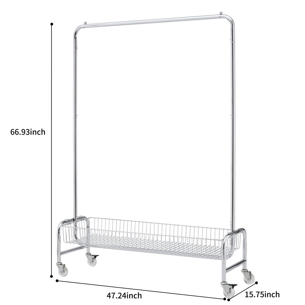 Garment Rack with Basket on Wheels