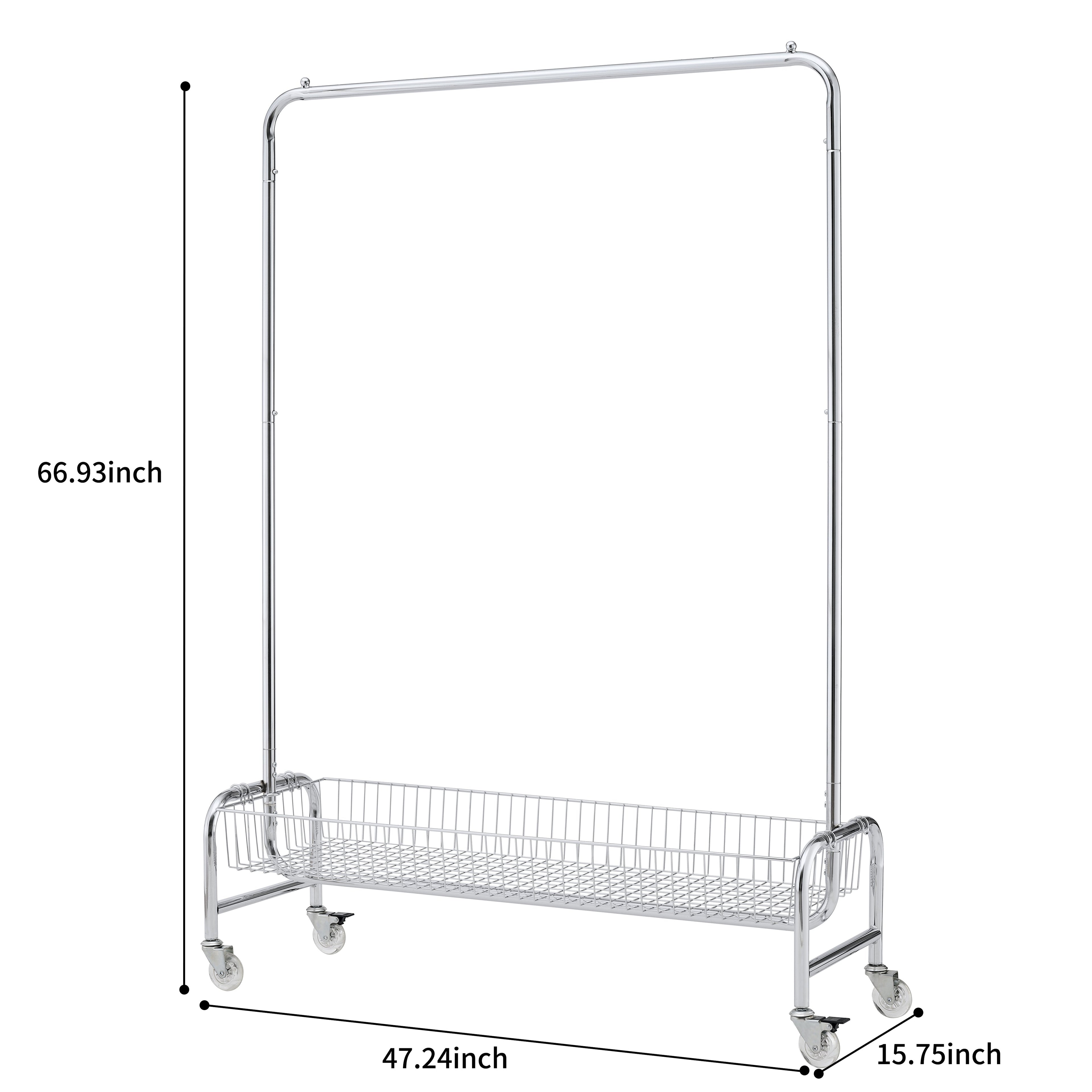 Garment Rack with Basket on Wheels