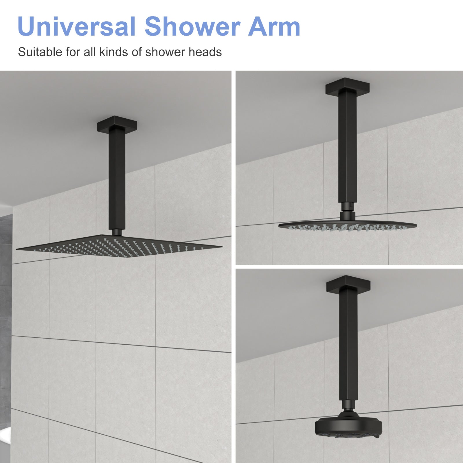 8" Ceiling Mounted Shower Arm With Flange, Matte