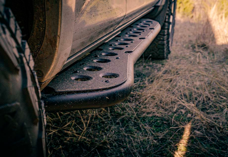 Cali Raised LED Cali Raised 05-23 Toyota Tacoma Step Ed Rock Sliders - Double Cab Long Bed W Kick Out Ayes BedLiner CR2624