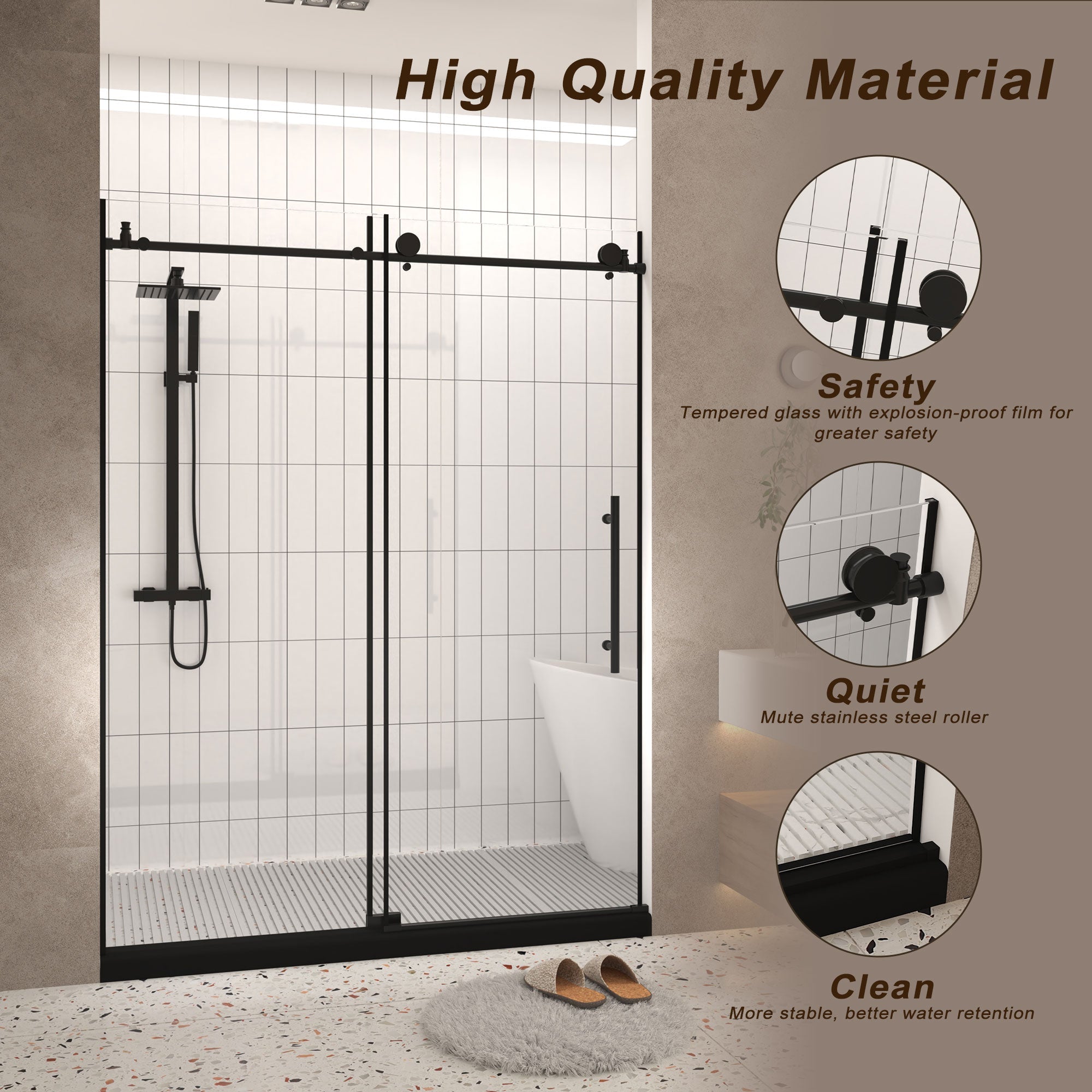 Frameless Shower Door 56-60" W x 76" H