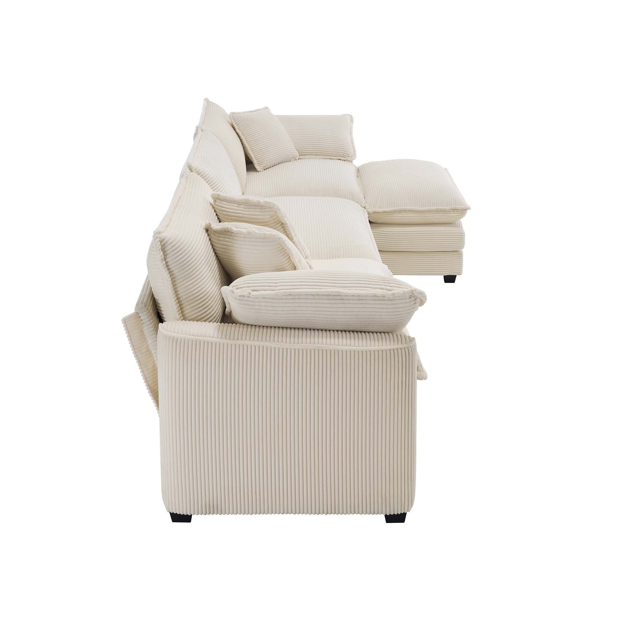 Modular Deep Seat 3-Seat Sofa Couch with Ottoman