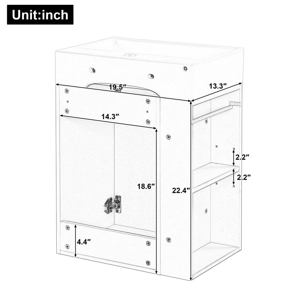 20 Inch Bathroom Vanity with Ceramic Sink