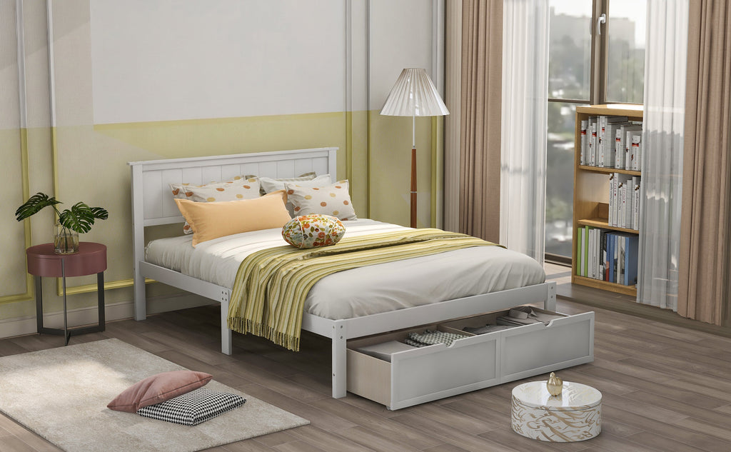 Full Size Platform Bed with Under-bed Drawers