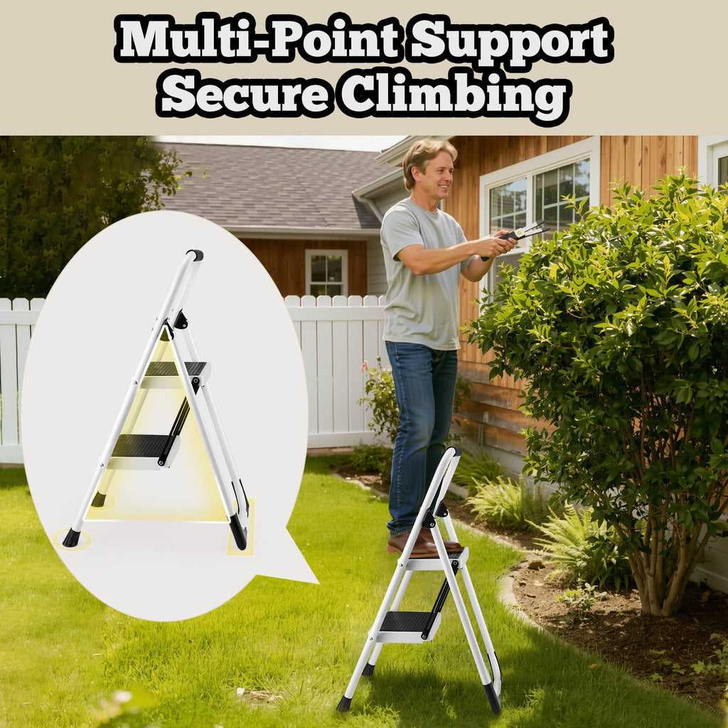 2 Step Ladder - Folding Step Stool with Anti-Slip Features