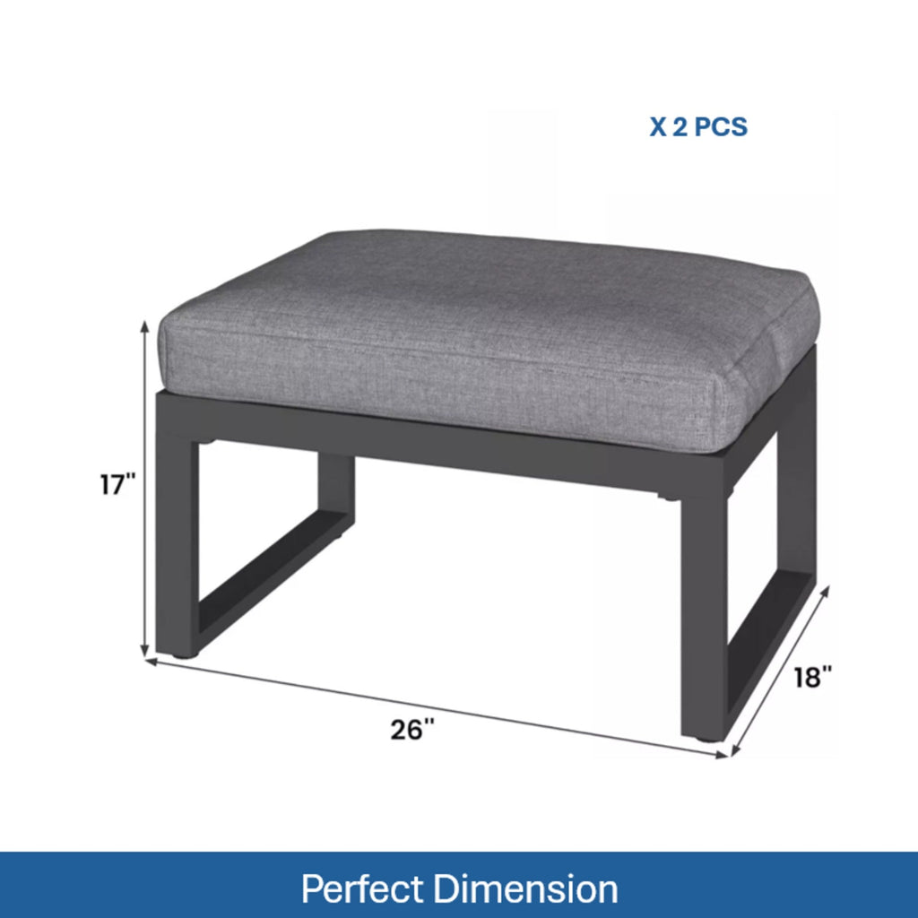 Set of 2 26" All-Weather Aluminum Patio Ottomans Footrests