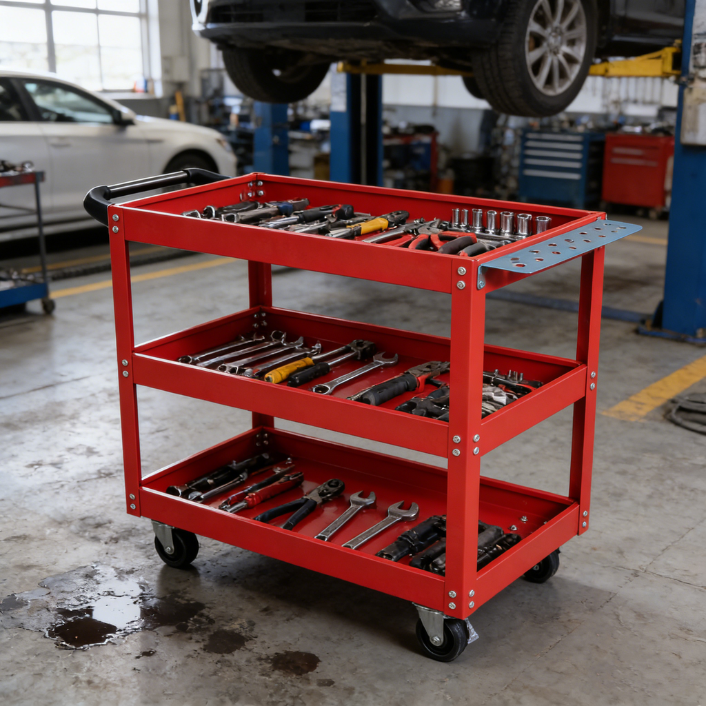 Tool Cart on Wheels, 3 Tier Rolling Mechanic Tool Cart