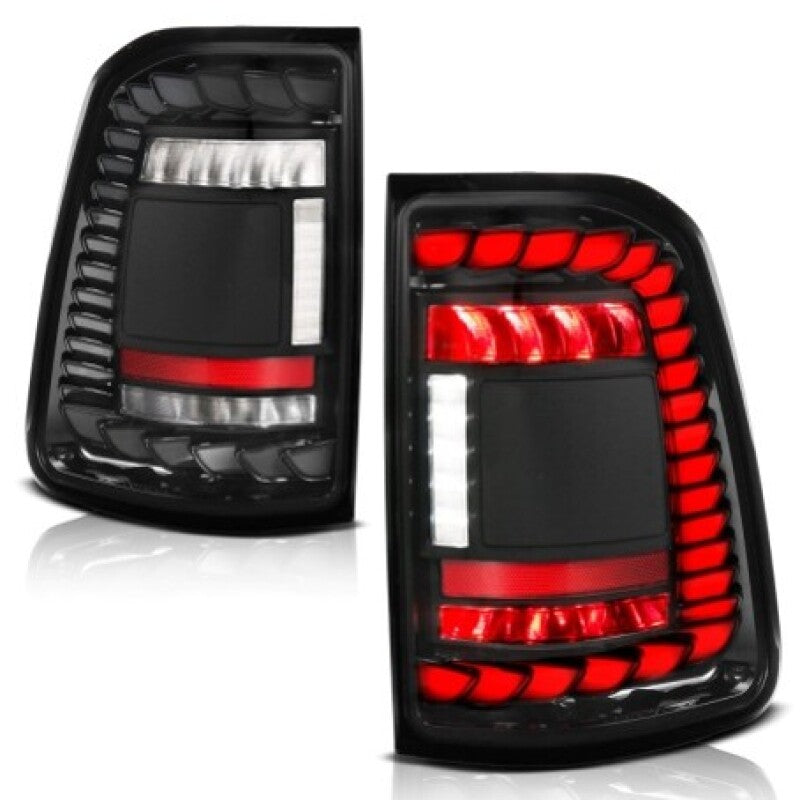 ANZO 19-24 RAM 1500 (Factory Halogen Models) Full LED Tail Lights SeqSig Black - Pair 311480A