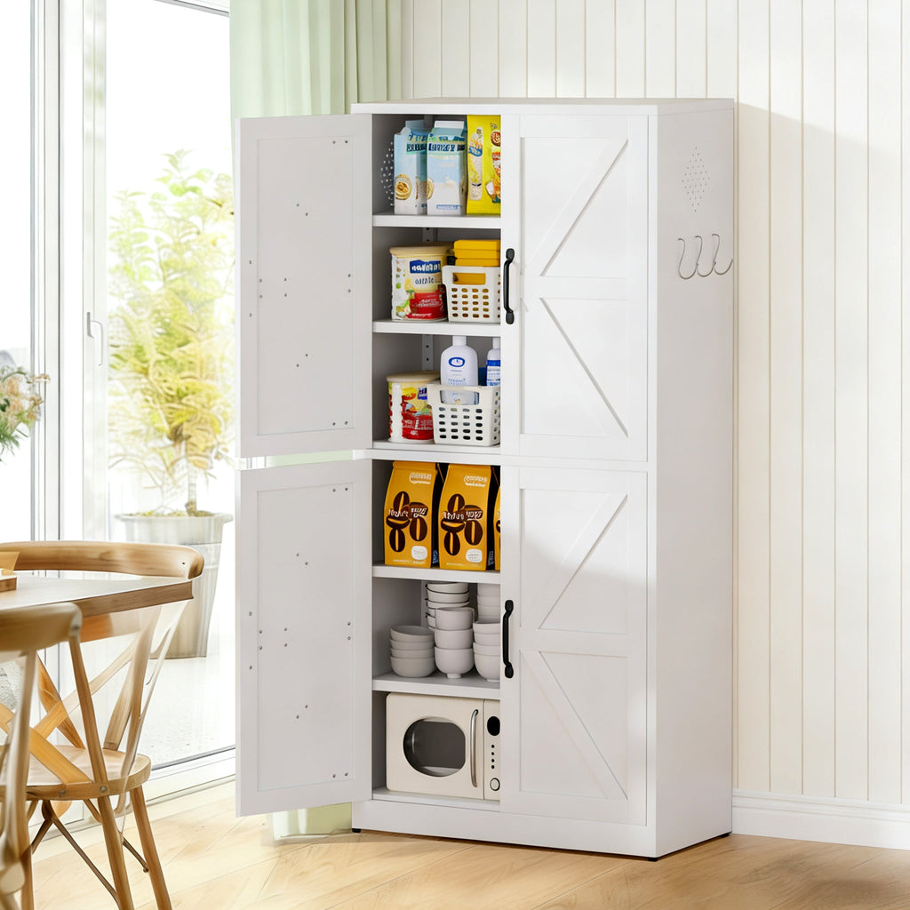 White Steel Kitchen Pantry Storage Cabinet