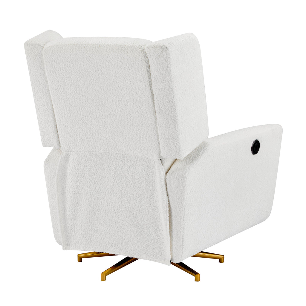 Power Recliner Chair Swivel, Boucle Upholstered