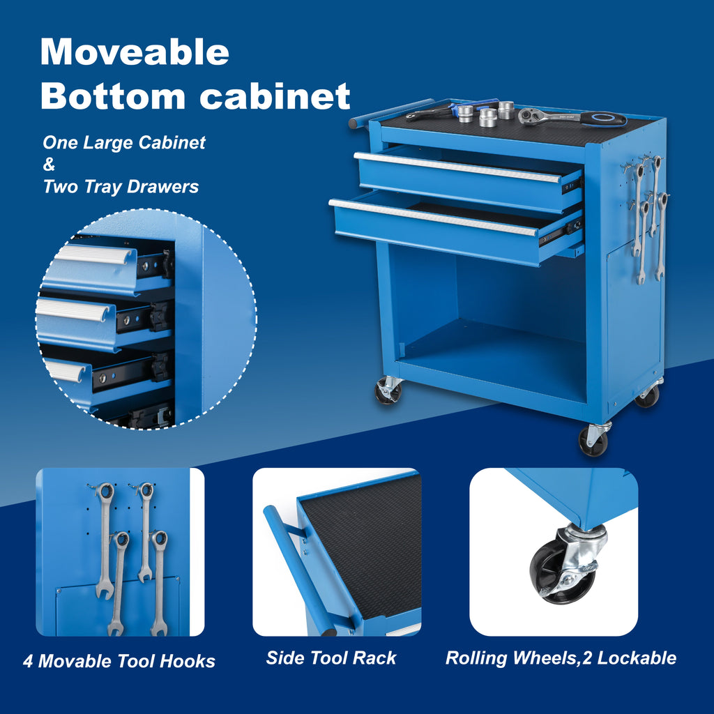 8-Drawer Rolling Tool Storage Cabinet with Detachable Top Toolbox