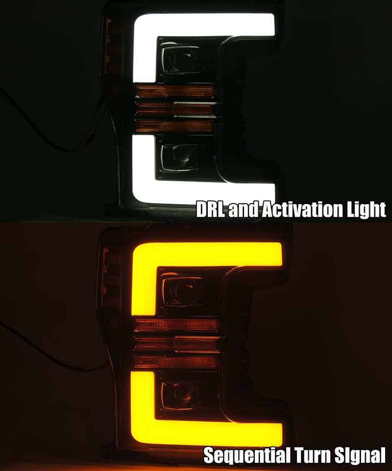 AlphaRex 17-19 Ford F-250 SD PRO-Series Proj Headlight Plnk Style Matte Blk w/Activ Light/Seq Signal 880106 *Discontinued