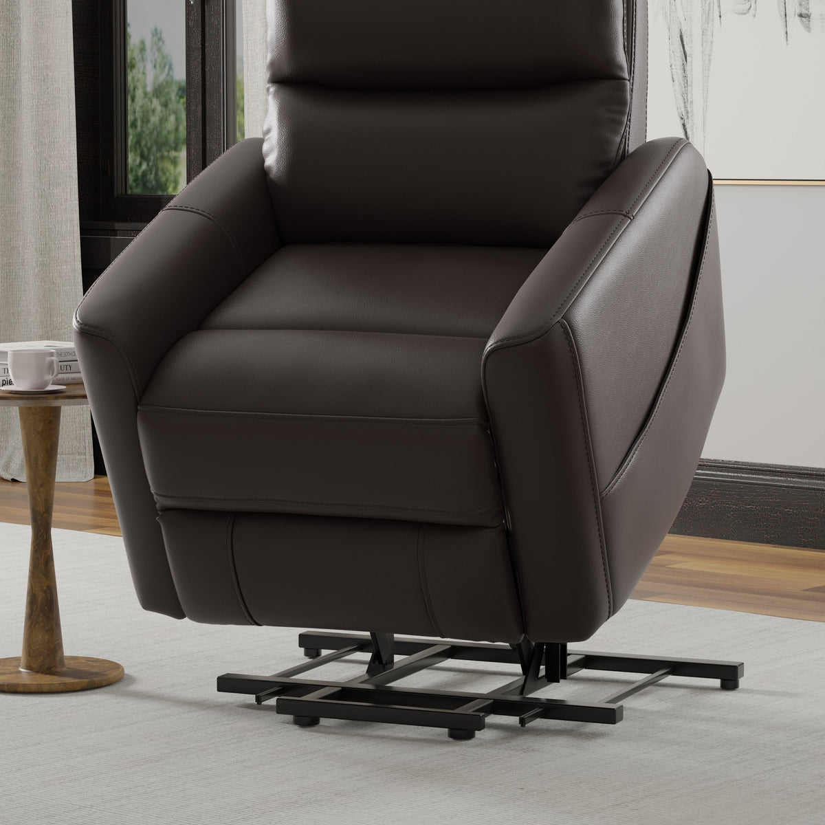 Faux Leather Power Lift Chair in Bentley