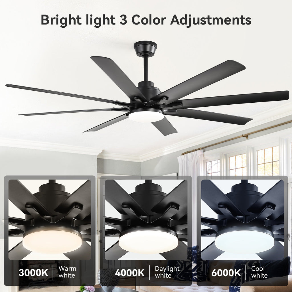 Modern 52-Inch Smart Ceiling Fan With Light